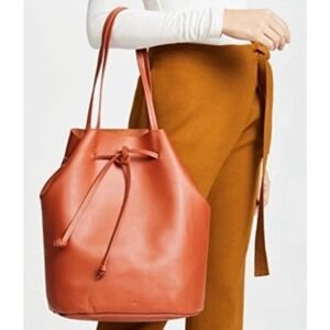 Steven Alan Dylan Drawstring Leather Tote In Orange
